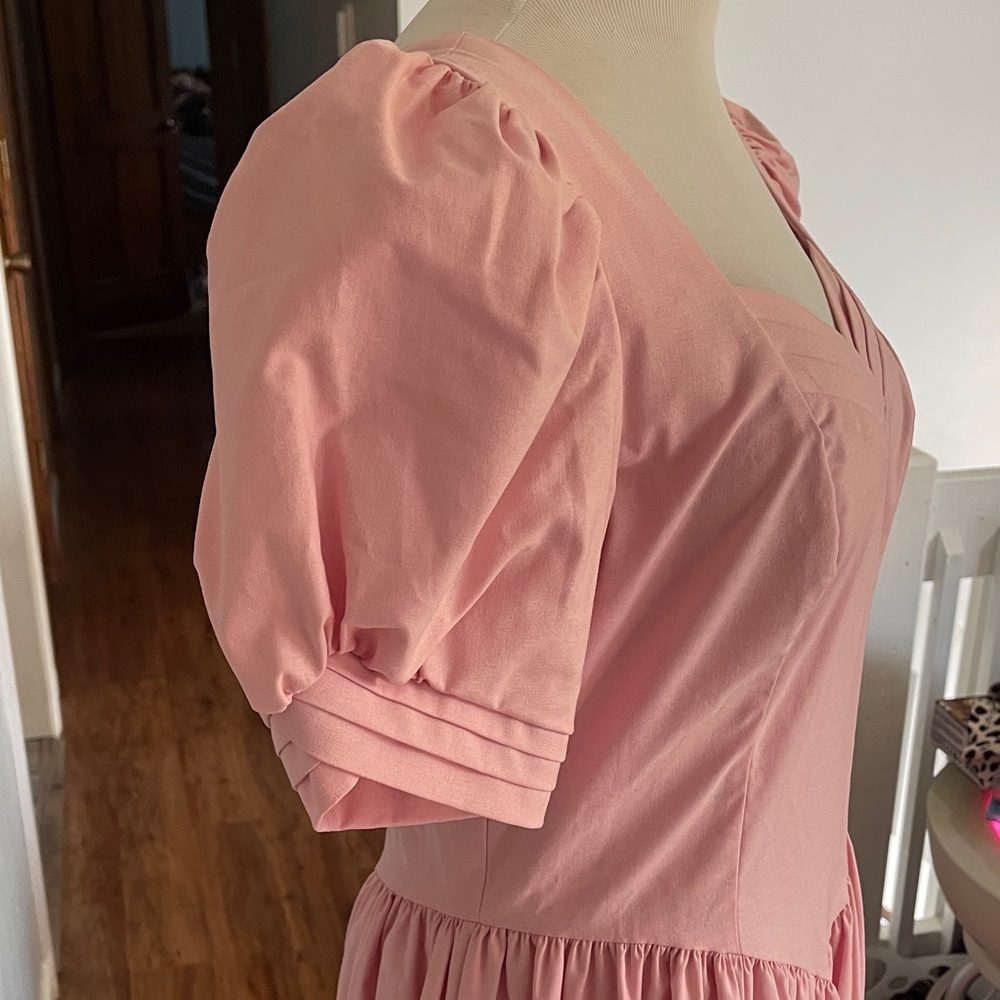 Vintage Laura Ashley Pink Puff Sleeve Prairie Dress size 12 - Picture 3 of 10